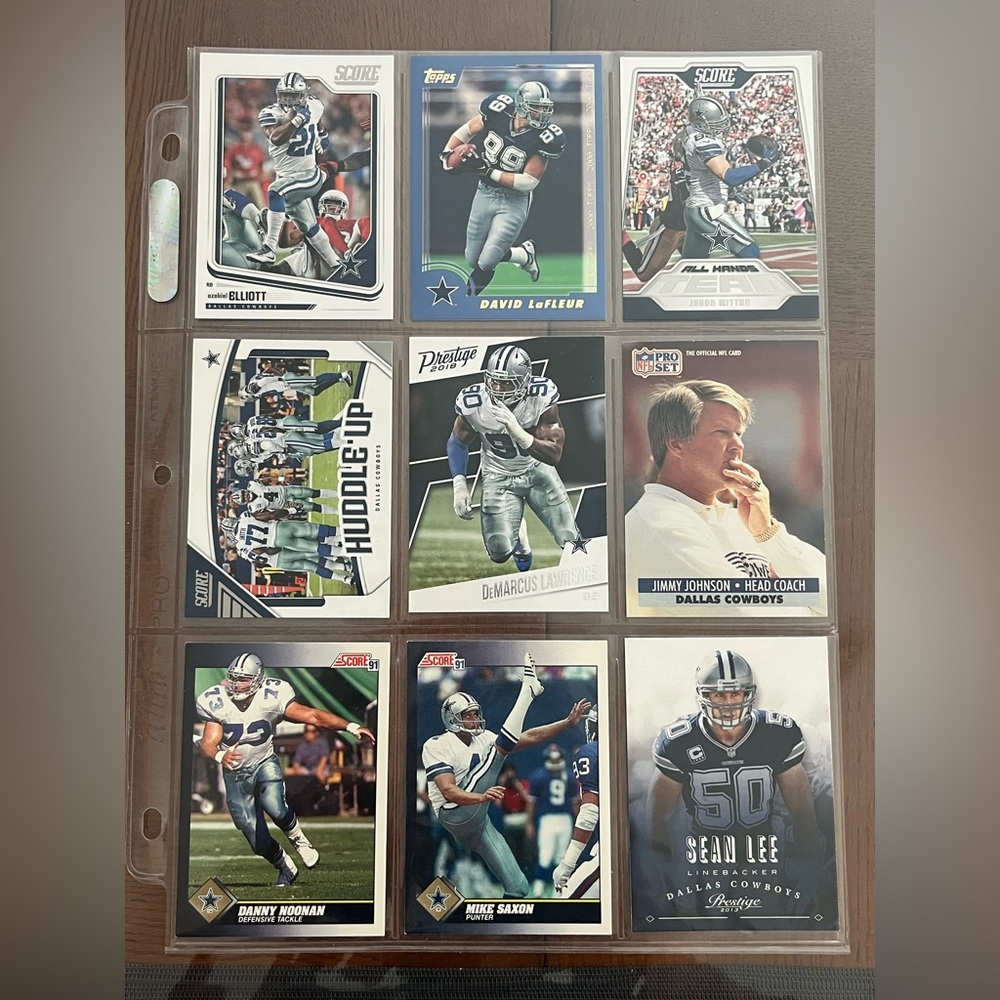 Dallas Cowboys trading cards. Set of 18. Various years and players.